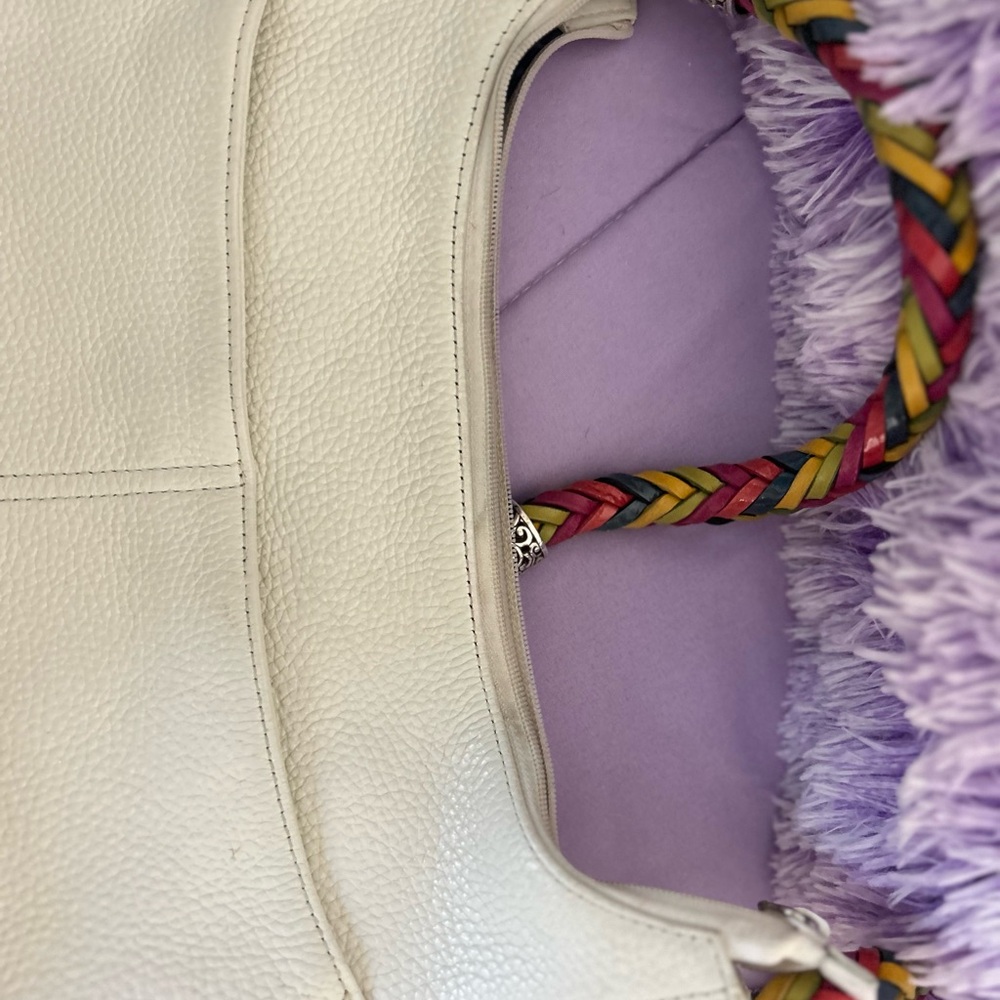 Brighton Barbados Hobo Bag Purse Handbag Cream white Leather Bag - Picture 7 of 7
